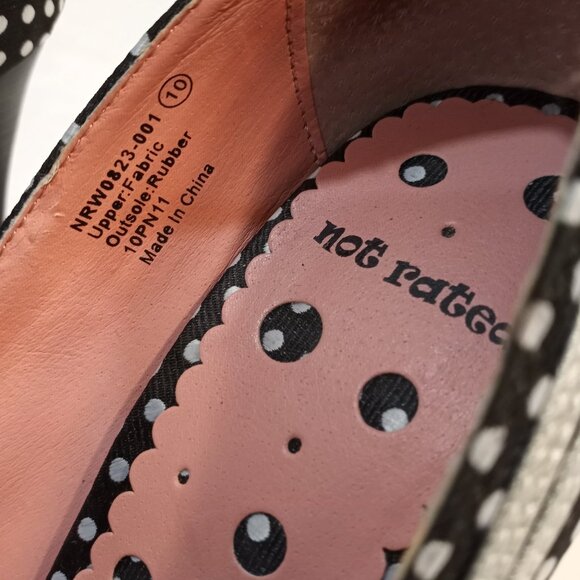 NOT RATED FABRIC PEEP TOE HIGH HEELS POLKA DOT BLUE WHITE WOMEN SIZE 10 - Picture 2 of 8